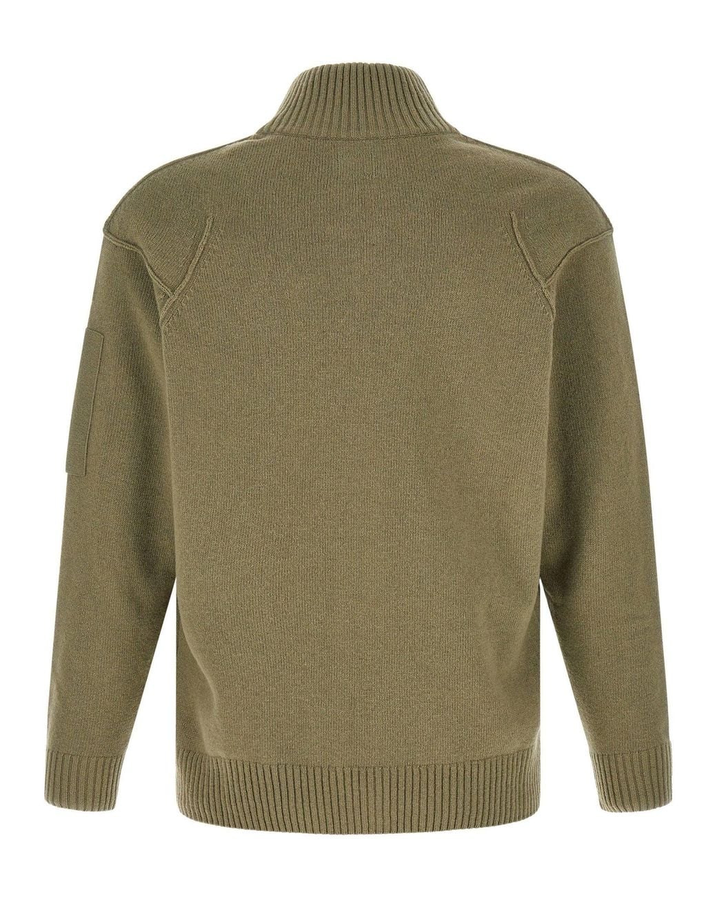 C P Company Green Lambswool With Lens Pocket Detail Cardigan for men