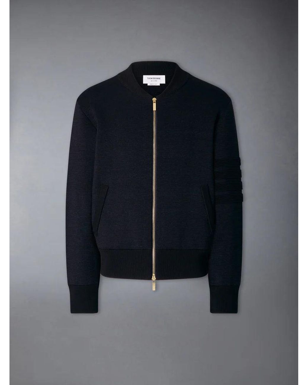 Thom Browne Blue Thom Browne Merino Wool Zip-Up Bomber Jacket for men