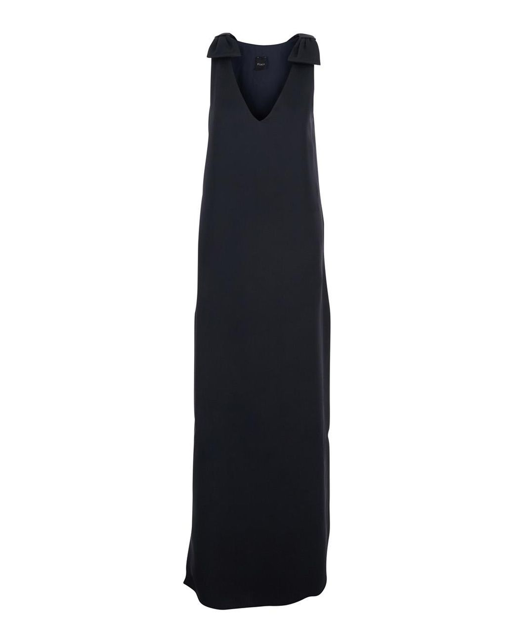 Le Plain Blue Long Dark Dress With V-Neck And Side Slits