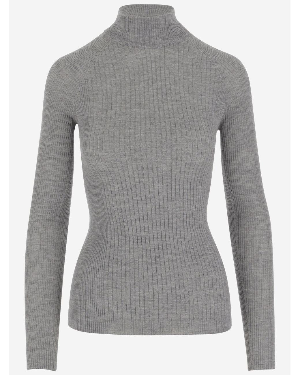 Sa Su Phi Gray Cashmere And Silk Rib Knit Sweater