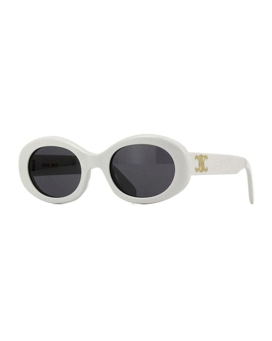 Céline Gray Sunglasses Oval Full Rim, Ivory Frame And Smoke Lens Cl40194U25A