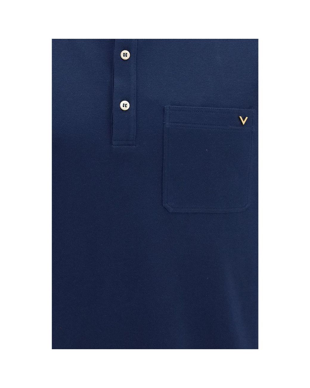 Valentino Garavani Blue Cotton Polo Shirt for men
