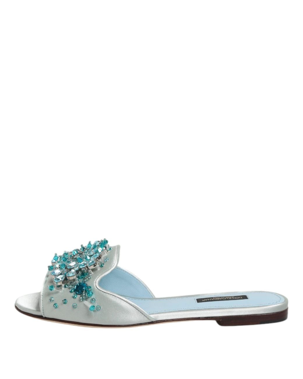 Dolce & Gabbana Green Leather Bead Embellish Slide Shoes, Silk Viscose