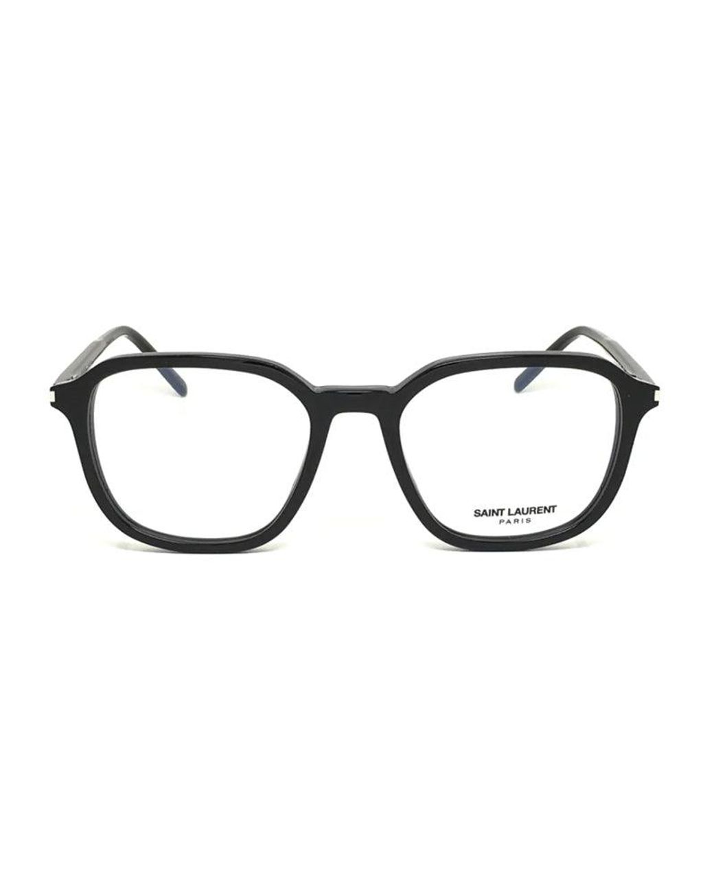 Saint Laurent Black Eyeglasses Geometric Full Rim, Frame And Clear Demo Lenses Lens Sl387001