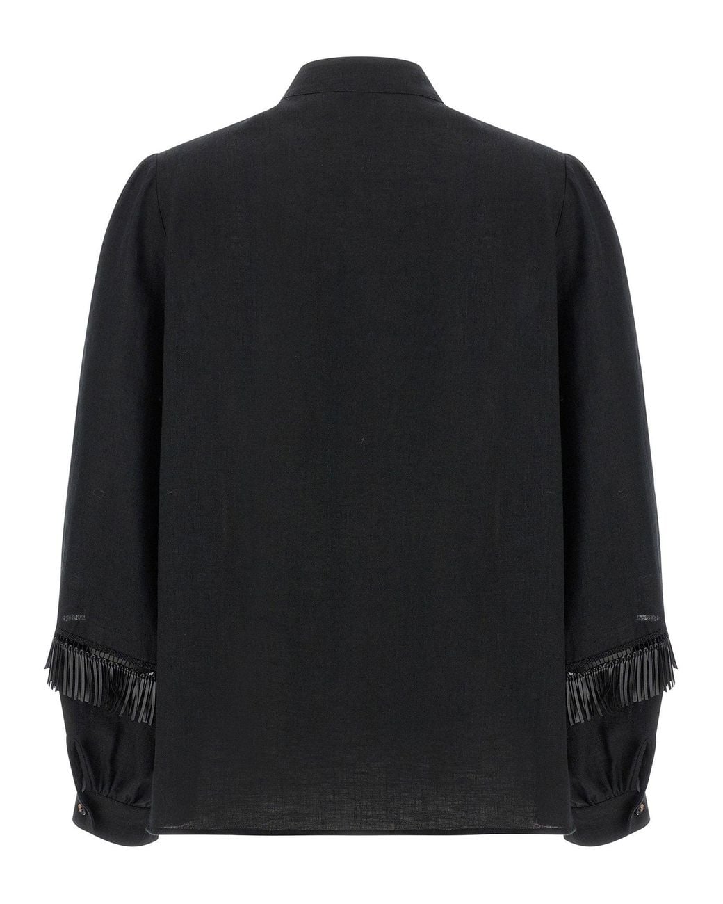 Kiton Black Linen With Fringe Detail Shirt