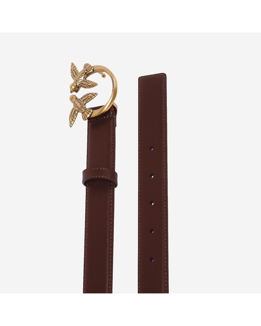 Pinko Purple Leather Belt With Love Birds Buckle Calfskin