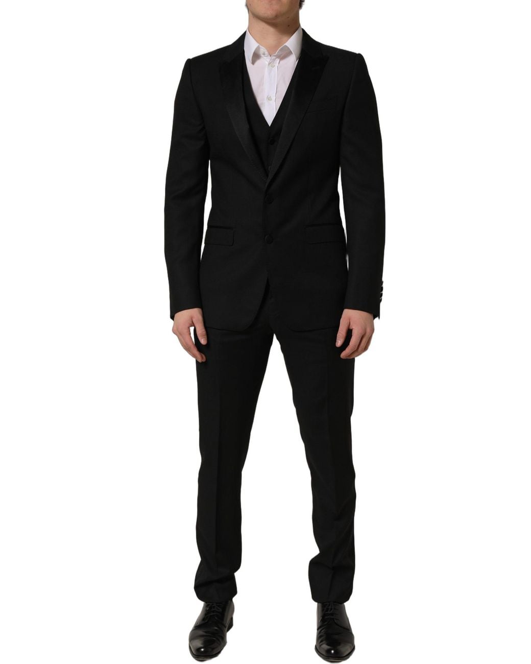 Dolce & Gabbana Black Martini Slim Fit Formal 3 Piece Suit Virgin Wool for men
