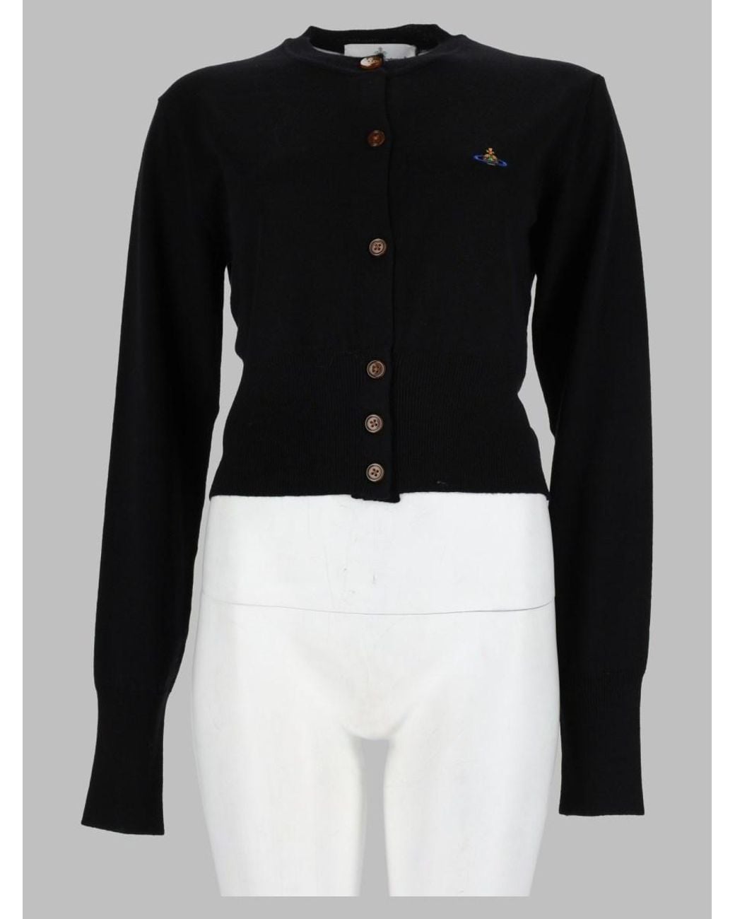 Vivienne Westwood Black Bea Cropped Cardigan Wool Sweater