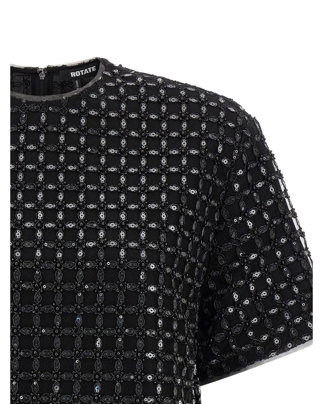 ROTATE BIRGER CHRISTENSEN Beaded Tulle Blouse in Black | Lyst