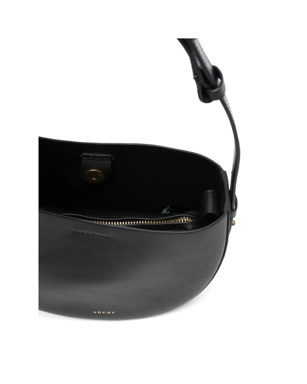 Soeur Black Wino Crescent Sheepskin Shoulder Bag