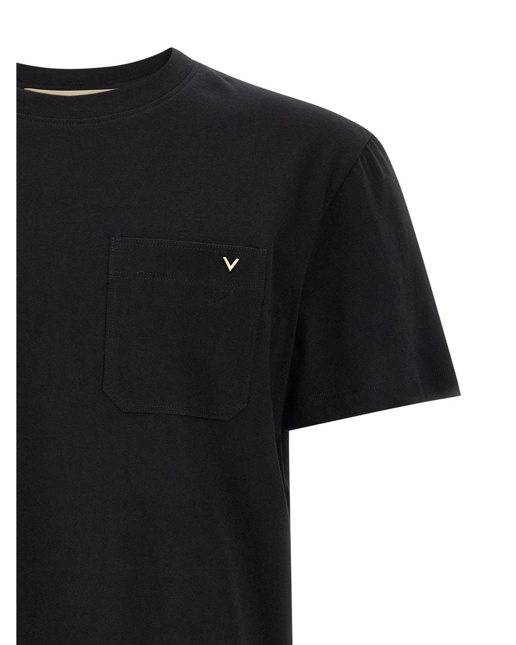 Valentino Garavani Black Cotton Pocket T-Shirt for men