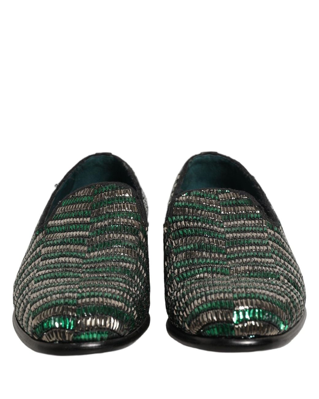 Dolce & Gabbana Green Dolce & Gabbana Embellished Leather Loafer for men