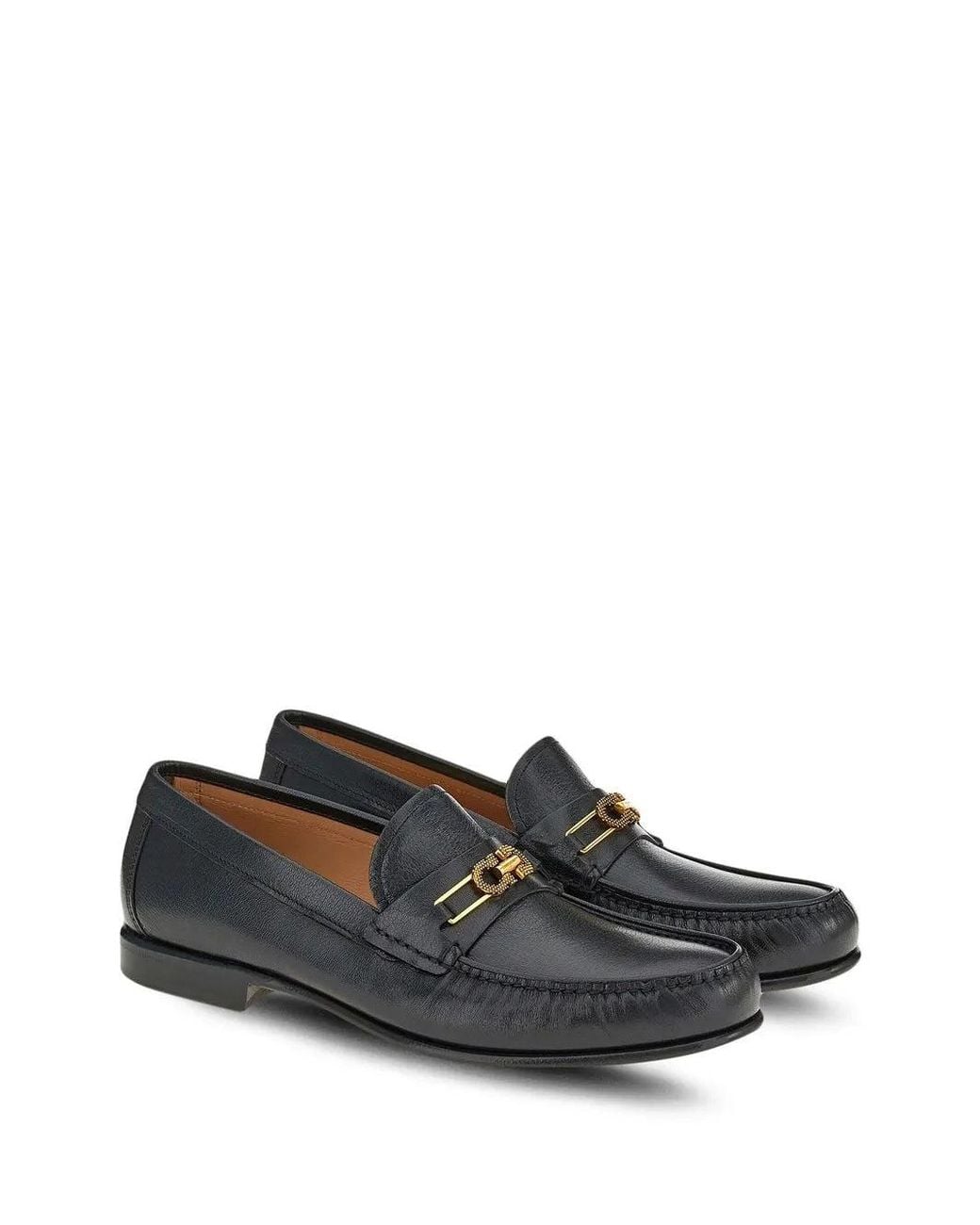 Ferragamo Gray Gancini Buckle Loafers for men