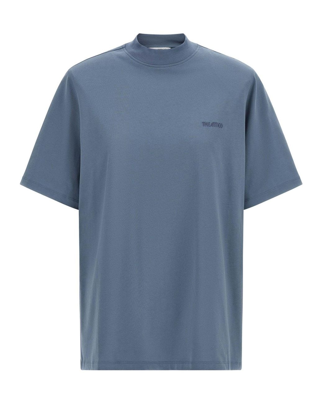 The Attico Blue Mock-Neck Cotton T-Shirt