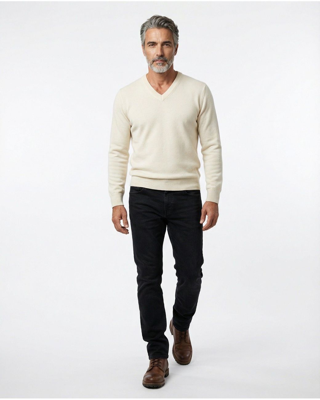 Brunello Cucinelli White Beige Cashmere Sweatshirt for men