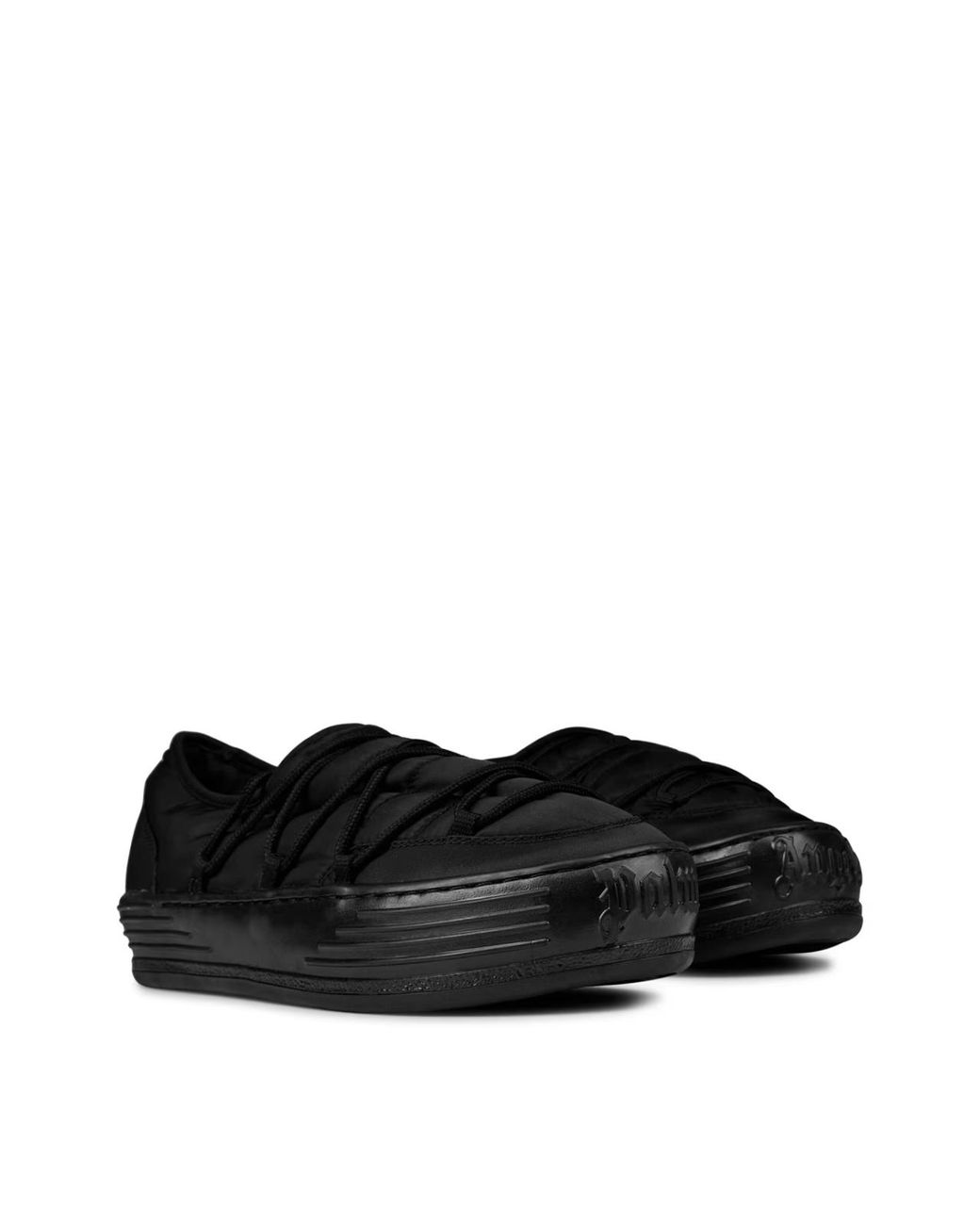 Palm Angels Black Snow Puffed Logo Sneakers Shoes for men