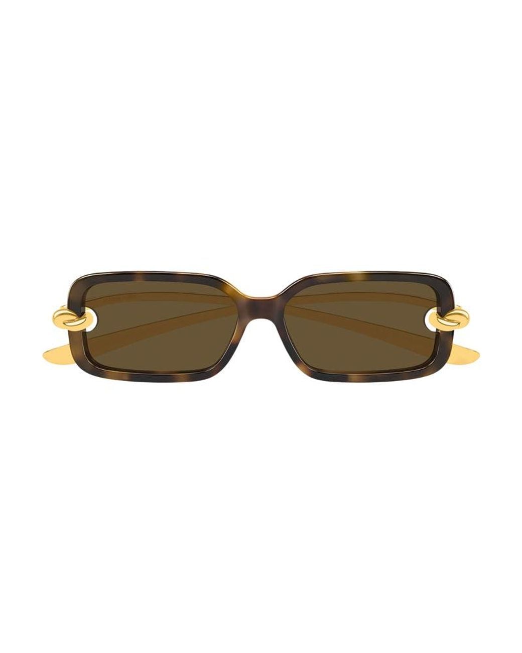 Bottega Veneta Metallic Sunglasses Rectangle Full Rim, Havana- Frame And Lens Bv1439S002