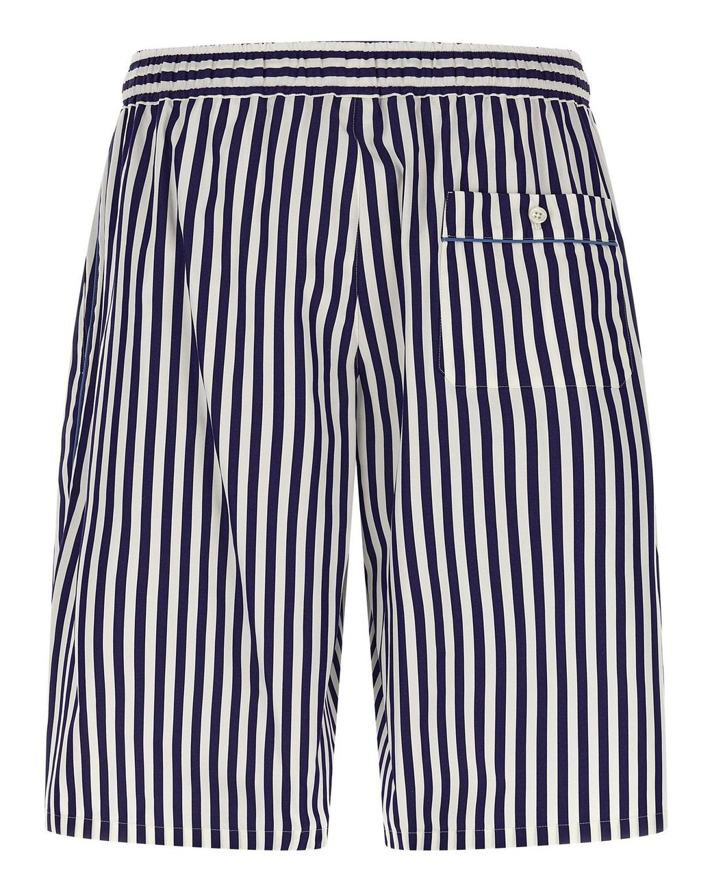 Dolce & Gabbana Blue Dolce & Gabbana Striped Cotton-Silk Bermuda Shorts