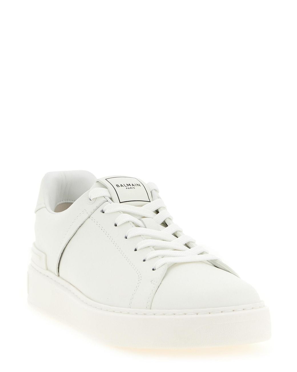 Balmain White Calfskin Low Top Sneakers for men