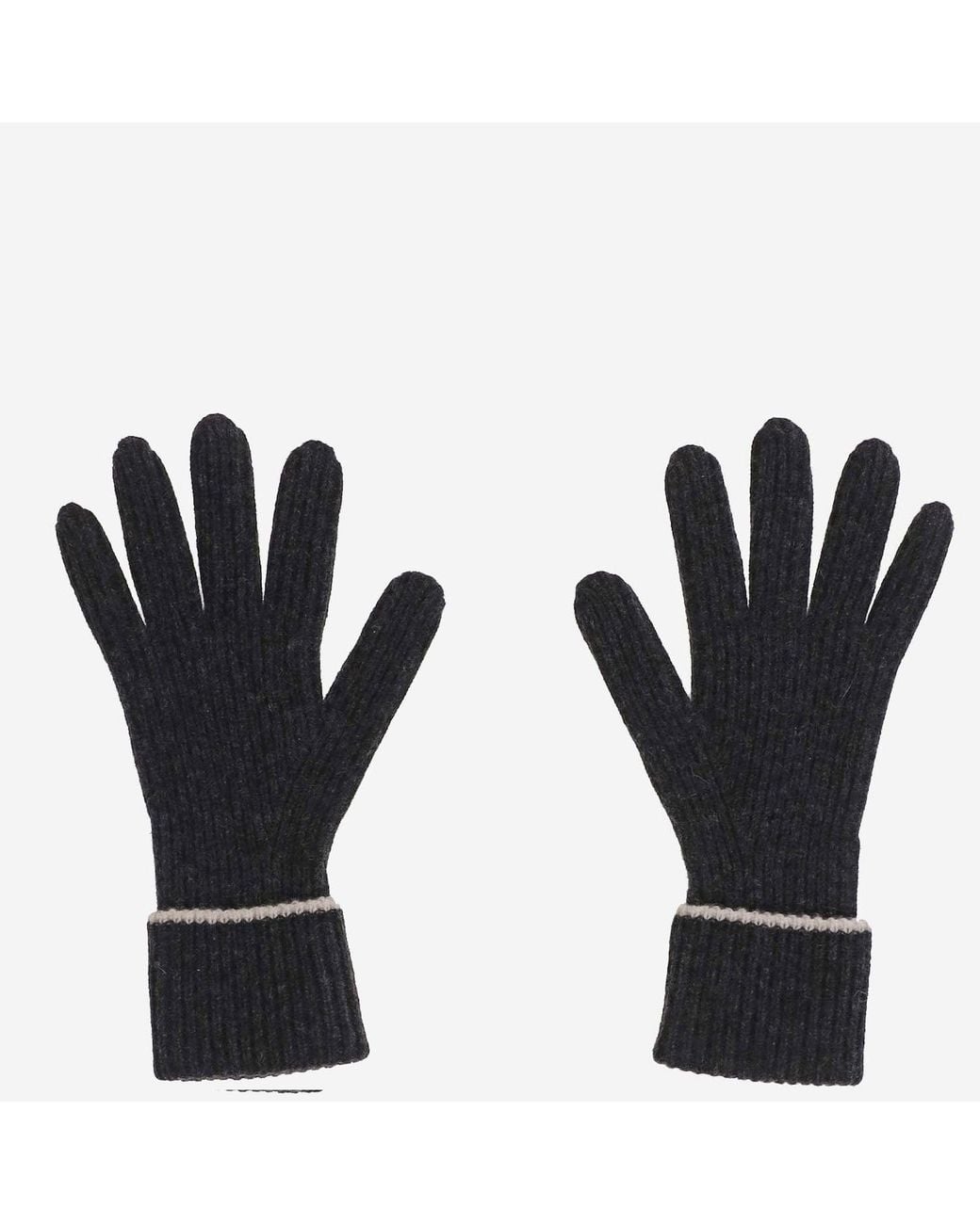 arch4 Black Ribbed Cashmere Gloves