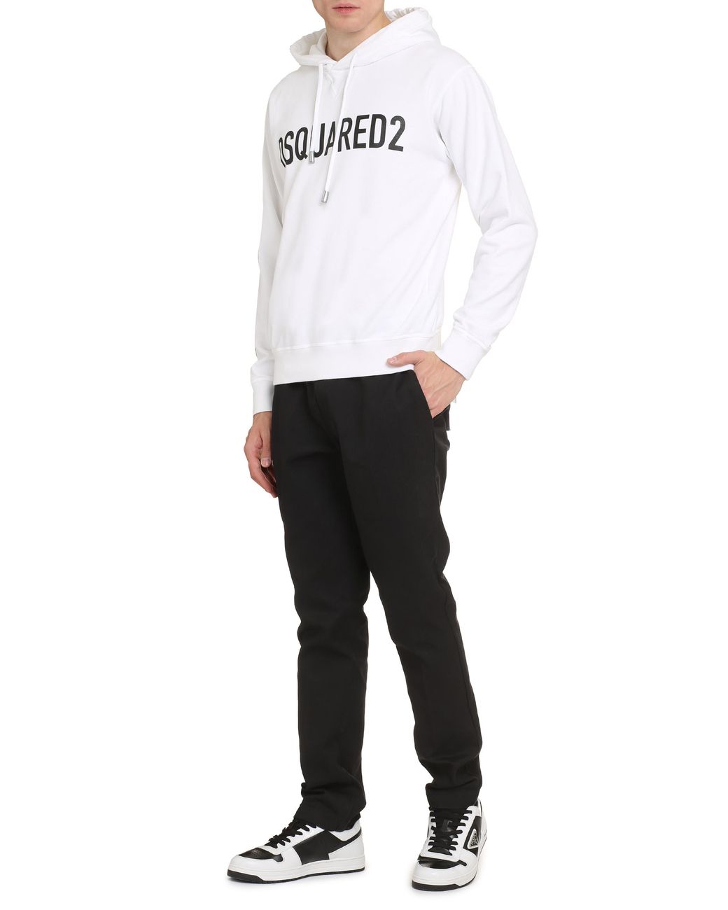 DSquared² White Cotton Hoodie Jumpers for men