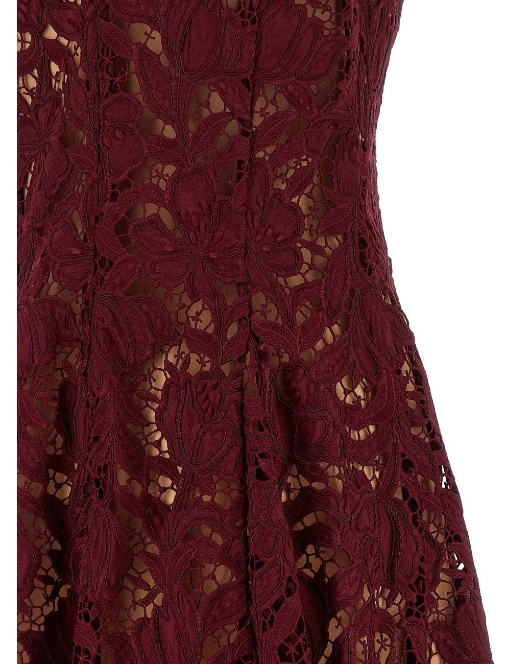 Self-Portrait Red Floral Lace Dress