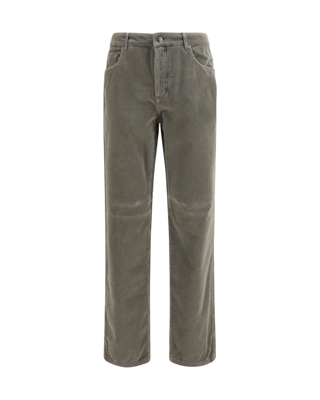 Brunello Cucinelli Gray Corduroy Pants Cotton; Elastane for men