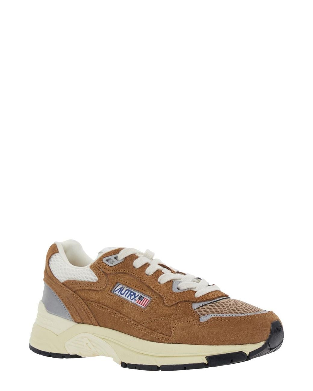 Autry Brown 'Hyperway' Low Top Sneakers With Logo Patch On Side And Tongue