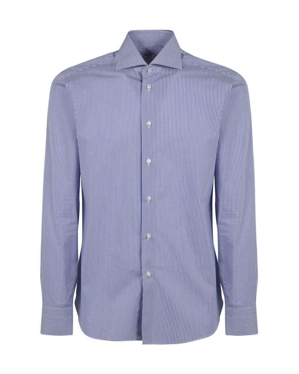 Borriello Blue Cotton Poplin Striped Shirt for men