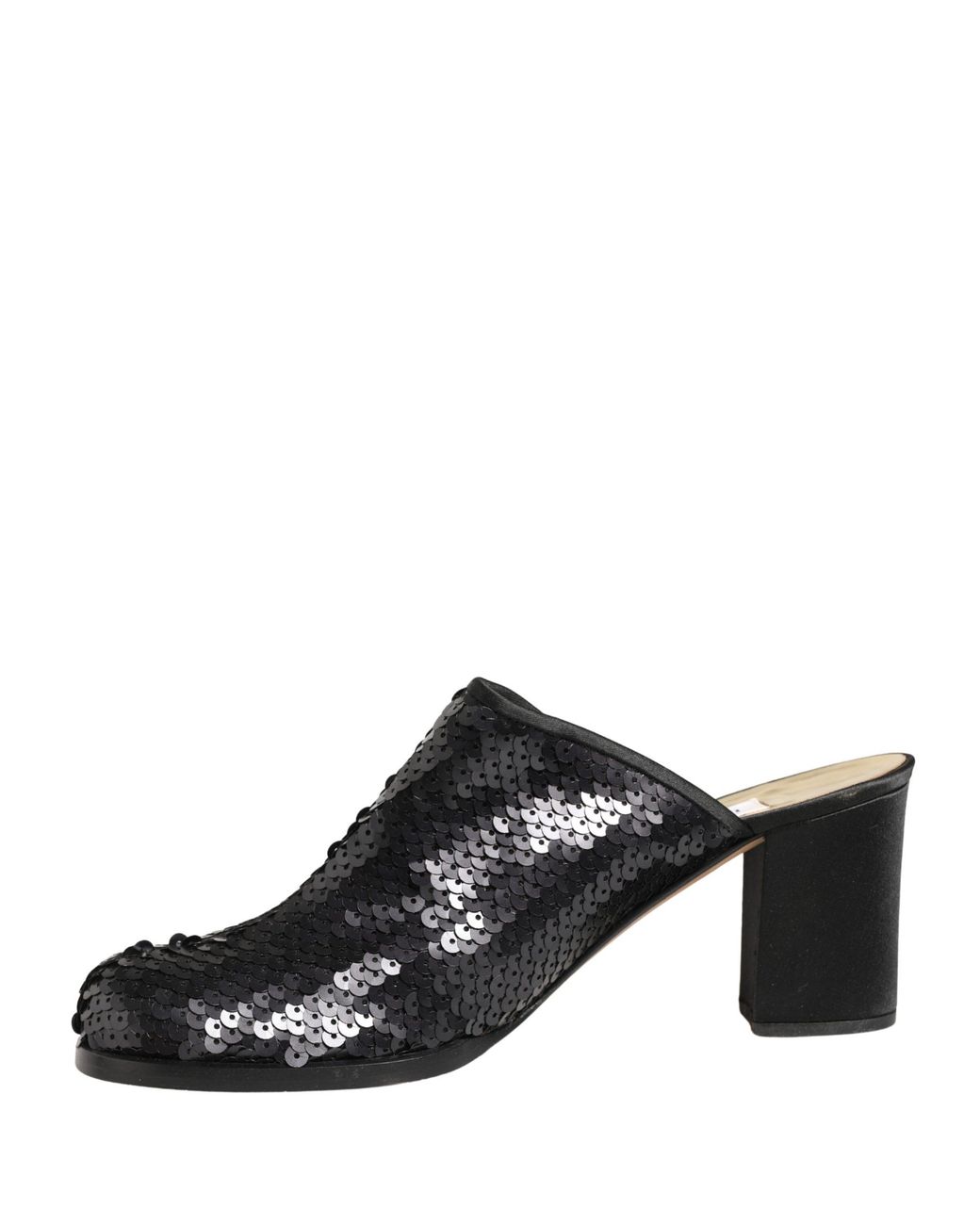 Dolce & Gabbana Black Sequined Mules Shoes Leather