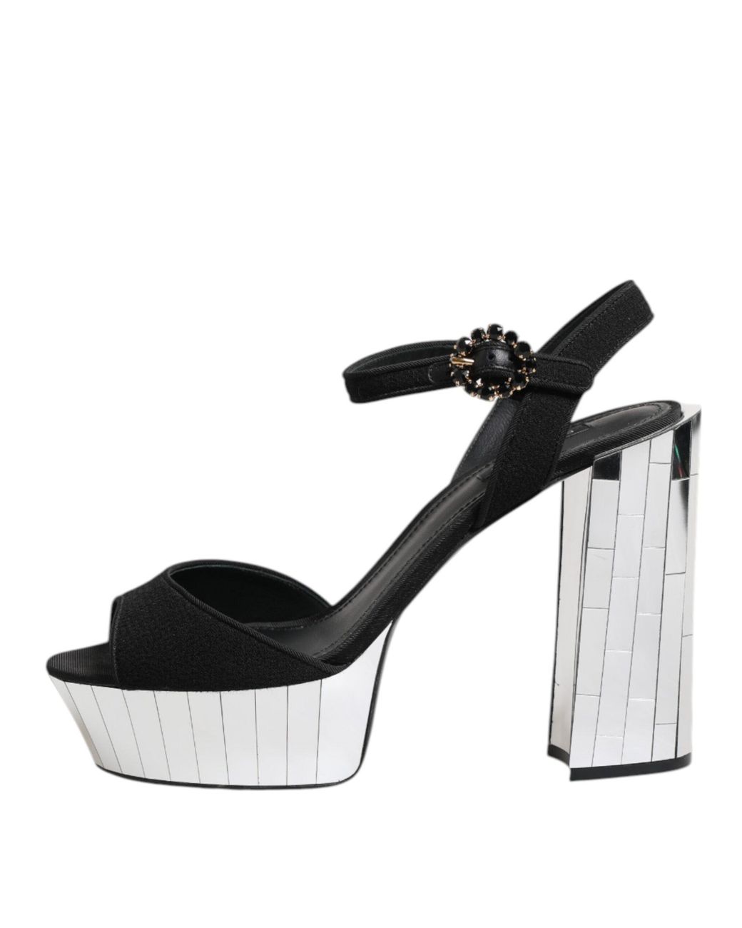 Dolce & Gabbana Black Crystal Ankle Strap Keira Sandal Shoes