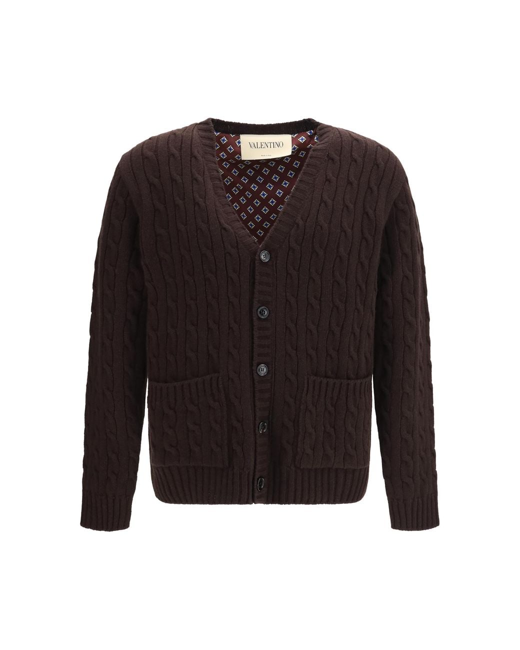 Valentino Black Virgin Wool V-Neck Cardigan Merino Ovis Aries Sweater for men