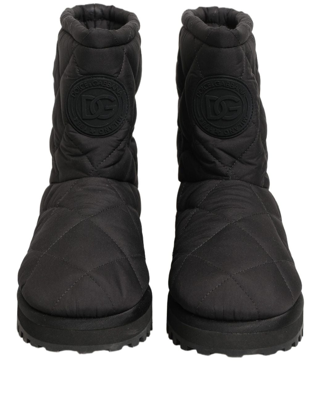 Dolce & Gabbana Black Quilted Effect Mid Calf Boots Shoes Polyester Viscose for men