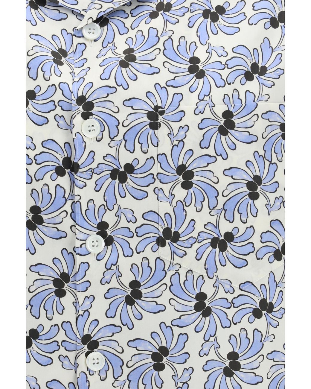 Prada Blue Prada Floral-Print Cotton Shirt — Ivory for men
