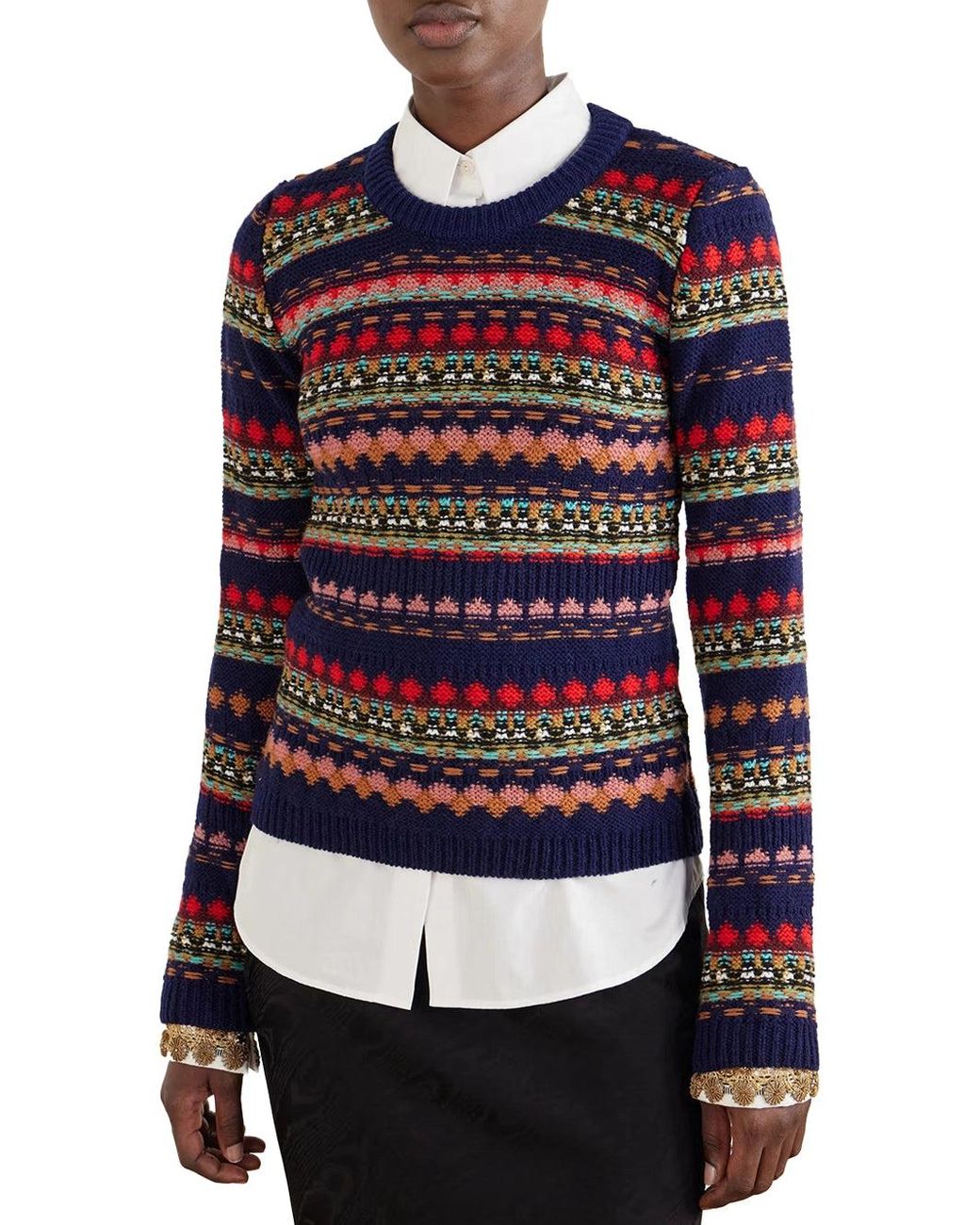 Dries Van Noten Blue Jacquard Sweater