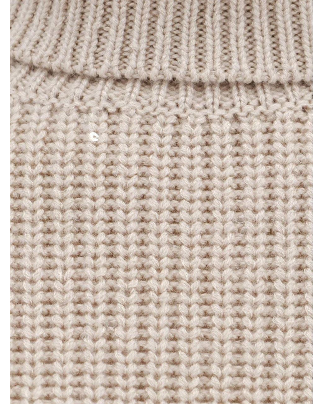 Brunello Cucinelli White Wool Silk Turtleneck Sweater Clothing