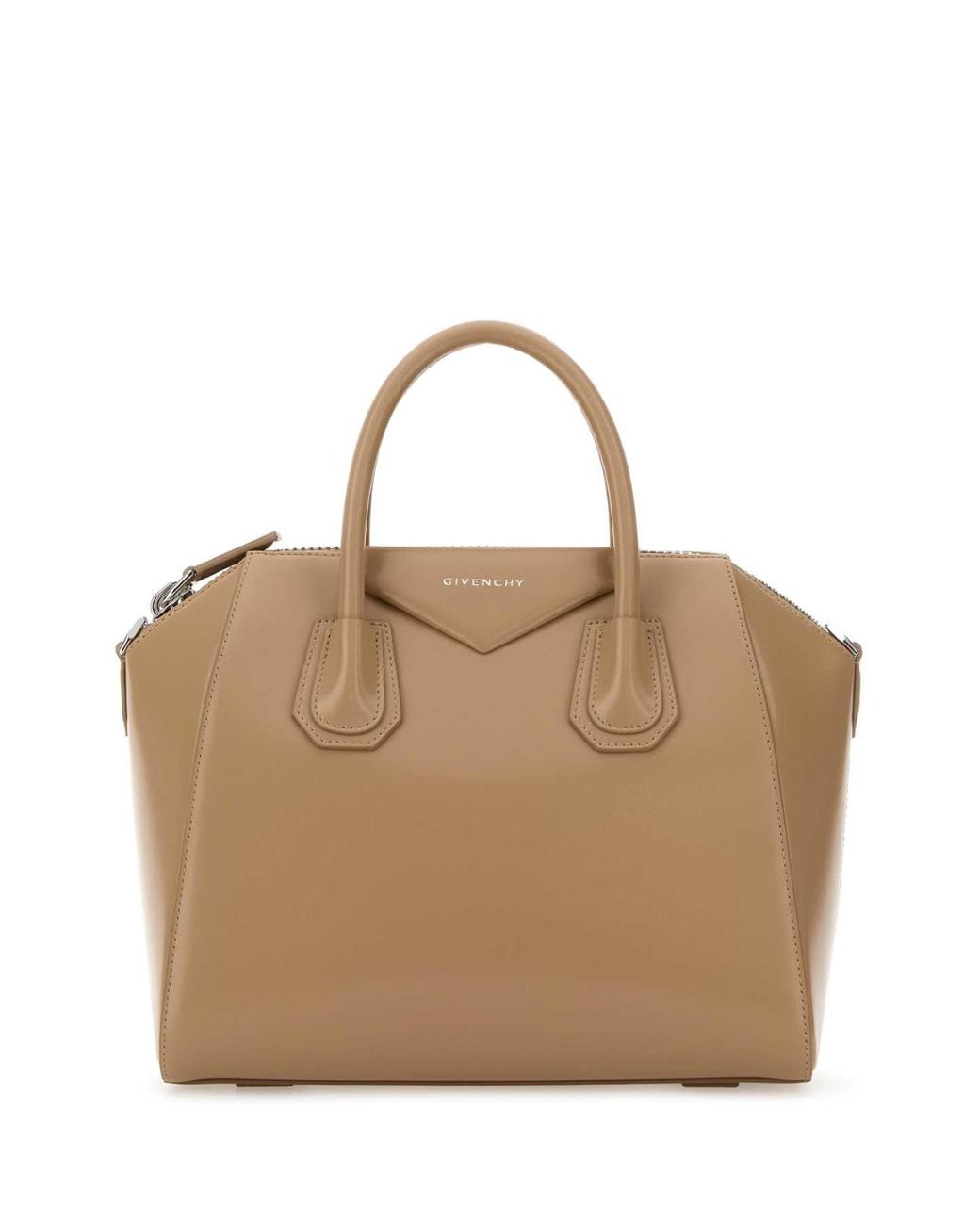 Givenchy Natural Givenchy Structured Calf Leather Top Handle Bag