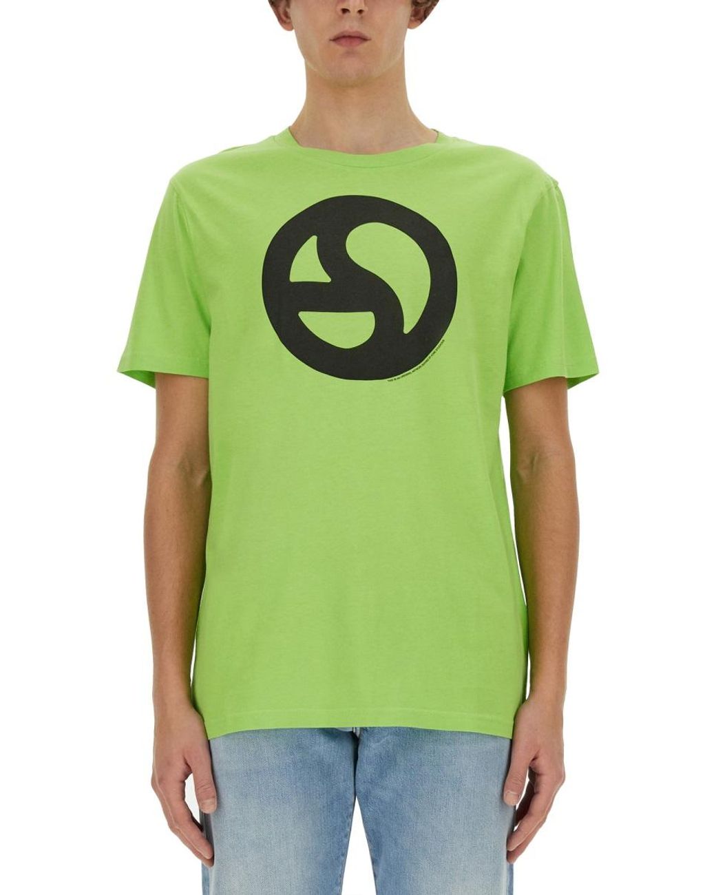 Acne Green Acne Studios Printed Cotton-Lyocell T-Shirt