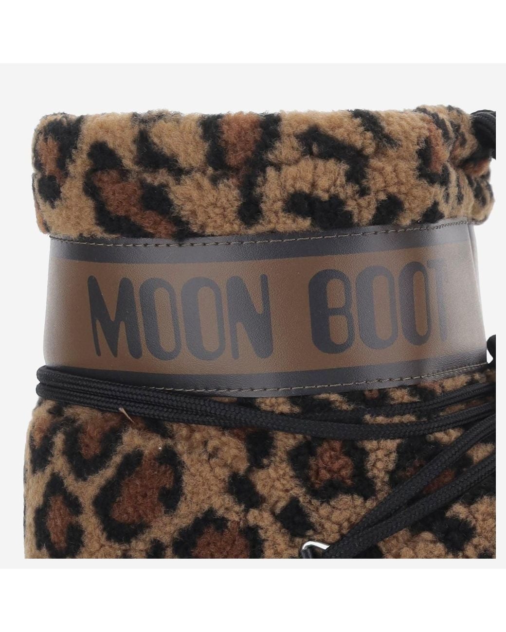 Moon Boot Brown Ankle Boots Icon Low Fleece Animal Print Faux Fur