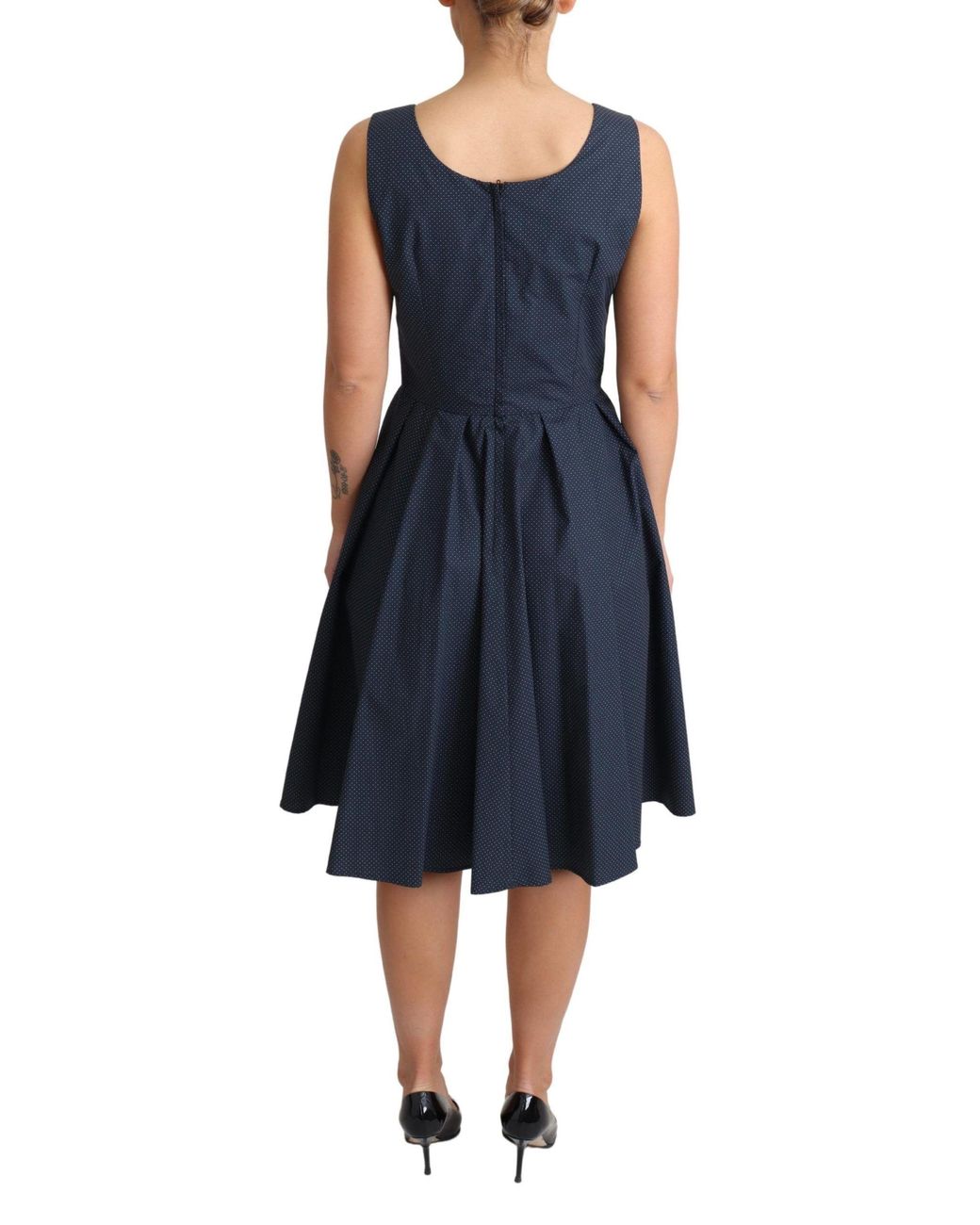 Dolce & Gabbana Blue Polka Dotted Cotton A-Line Dress