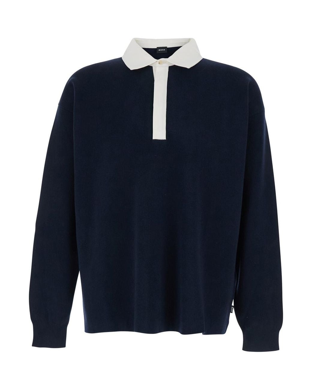 Boss Blue Polo Collar Sweater for men