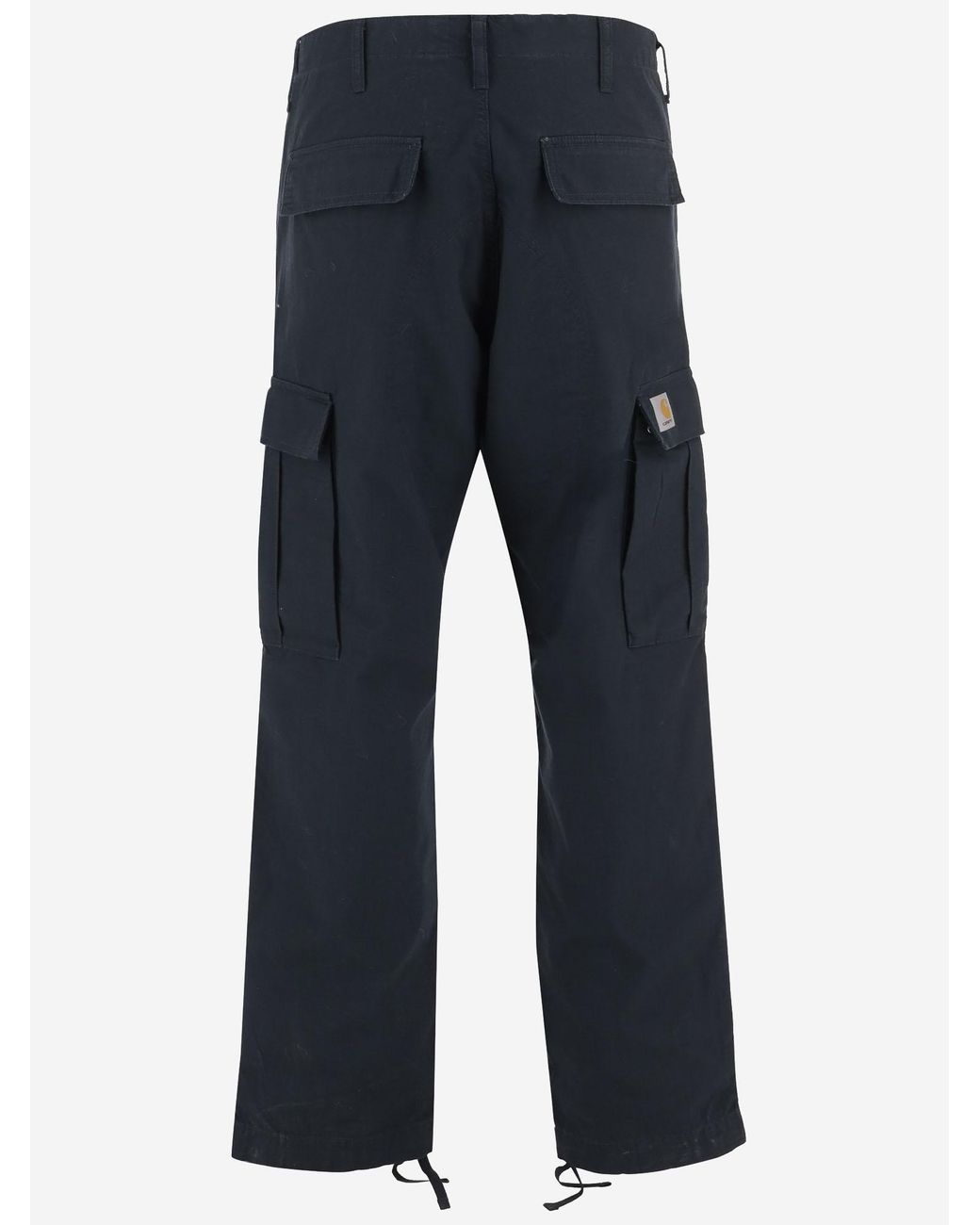 Carhartt Blue Cotton Cargo Pants With Logo Trousers for men