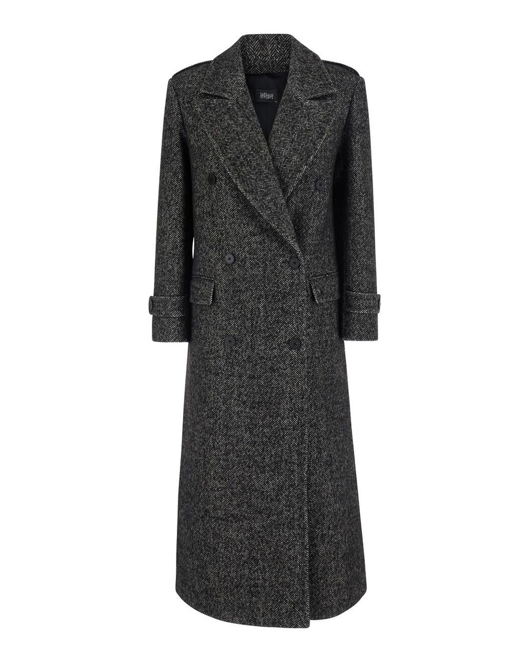 Le Plain Black Coat Double-Breasted Tech Fabric