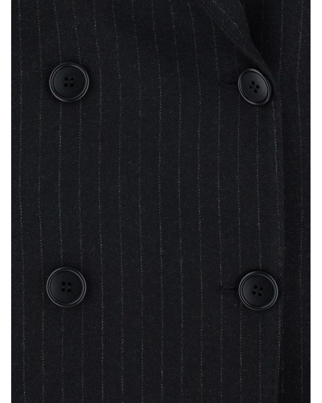 Le Plain Black Pinstripe Double-Breasted Blazer Blazers