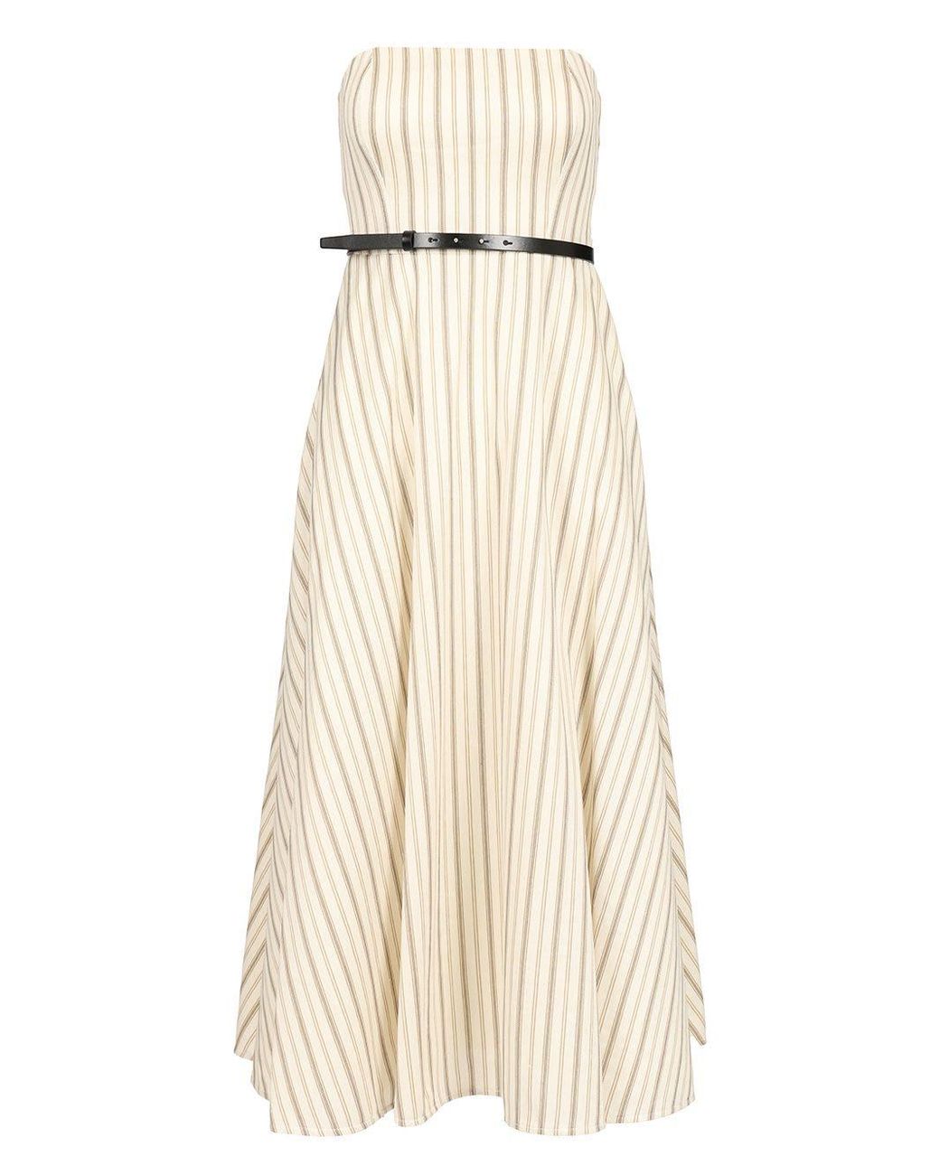 Max Mara★Striped Cotton and Linen Bustier Dress Max Mara Striped Cotton And Linen Bustier Dress in Natural