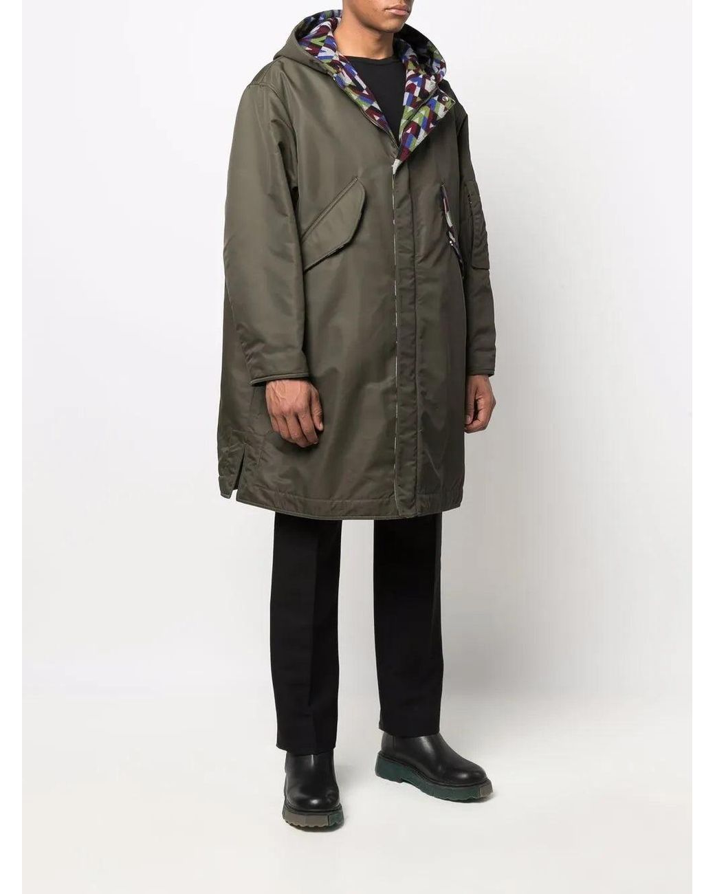 Valentino Black Optical-Print Parka Coat Clothing for men