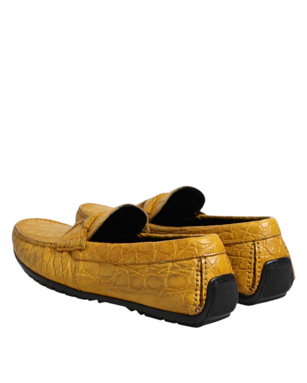 Dolce & Gabbana Multicolor Yellow Exotic Leather Loafers Slip On Shoes for men