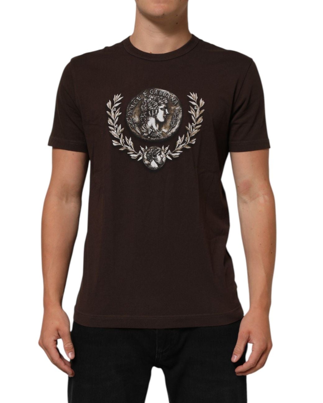 Dolce & Gabbana Black Graphic Coin Tee Short Sleeve for men