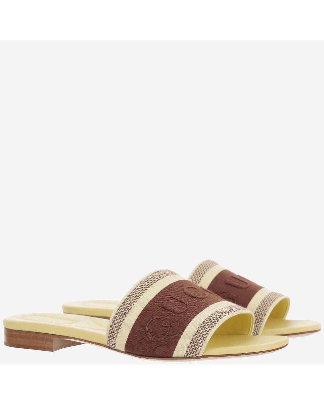 Gucci Brown Platform Sandals Gg Canvas Cotton