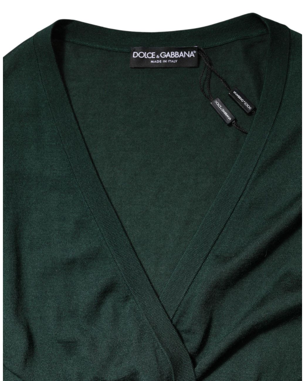 Dolce & Gabbana Dark Green Cashmere Silk Cardigan Sweater for men